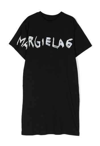 MM6 Maison Margiela Kids logo-print longline T-shirt - Schwarz