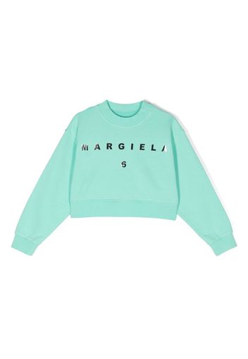 MM6 Maison Margiela Kids metallic logo-print sweatshirt - Blau