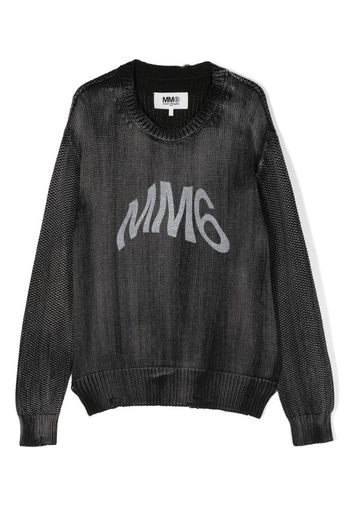 MM6 Maison Margiela Kids MM6 logo knitted jumper - Schwarz