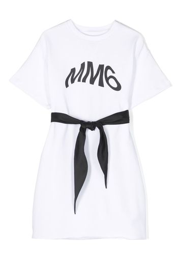 MM6 Maison Margiela Kids logo-print belted T-shirt - Weiß