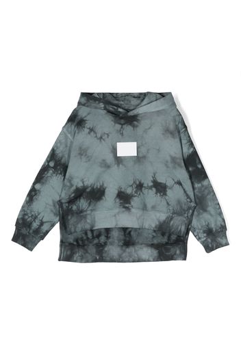 MM6 Maison Margiela Kids logo-patch tie-dye cotton hoodie - Grau