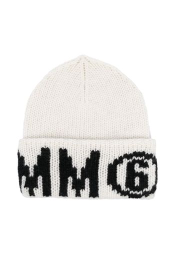 MM6 Maison Margiela Kids Mütze mit Intarsien-Logo - Weiß