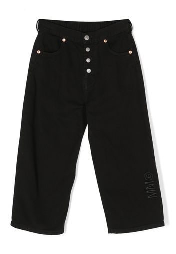 MM6 Maison Margiela Kids logo-embroidered button-fly jeans - Schwarz