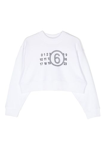 MM6 Maison Margiela Kids Cropped-Sweatshirt mit Nummer - Weiß