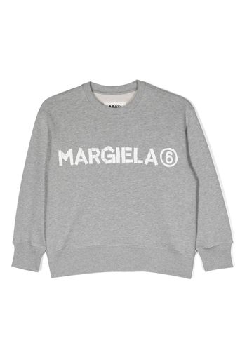 MM6 Maison Margiela Kids Meliertes Sweatshirt mit Logo-Print - Grau