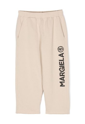 MM6 Maison Margiela Kids logo-print cotton track pants - Nude