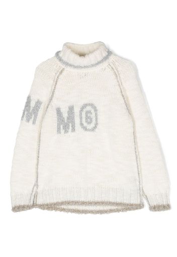 MM6 Maison Margiela Kids logo intarsia high-neck jumper - Weiß