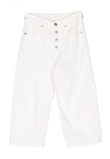 MM6 Maison Margiela Kids elasticated-waistband wide-leg jeans - Weiß