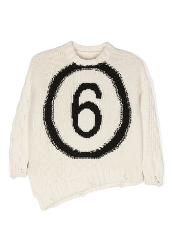 MM6 Maison Margiela Kids distressed-finish wool-blend jumper - Nude