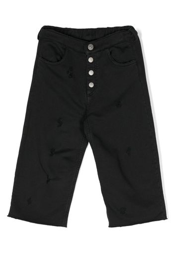 MM6 Maison Margiela Kids distressed-finish wide-leg jeans - Schwarz