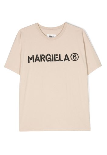 MM6 Maison Margiela Kids logo-print cotton T-Shirt - Nude