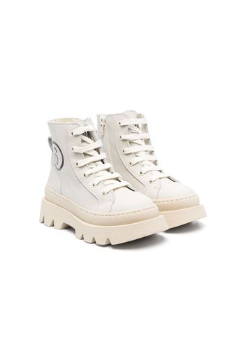 MM6 Maison Margiela Kids high-top leather sneakers - Nude