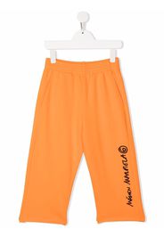 MM6 MAISON MARGIELA KIDS wide-leg logo track pants - Orange