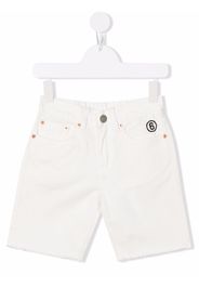 MM6 Maison Margiela Kids embroidered logo denim shorts - Weiß