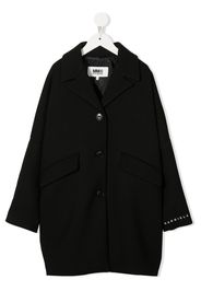 MM6 Maison Margiela Kids logo-print single-breasted coat - Schwarz