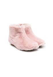 MM6 Maison Margiela Kids Tabi faux-fur ankle boots - Rosa