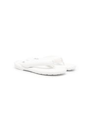 MM6 Maison Margiela Kids logo-print leather flip flops - Weiß