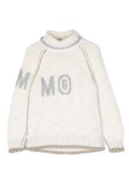 MM6 Maison Margiela Kids logo intarsia high-neck jumper - Weiß