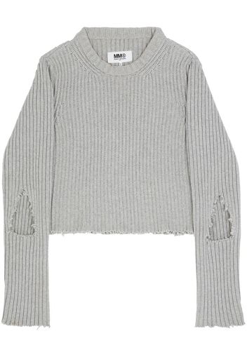 MM6 Maison Margiela ripped-detail ribbed jumper - Grau