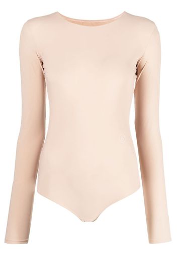 MM6 Maison Margiela logo-embroidered bodysuit - Nude