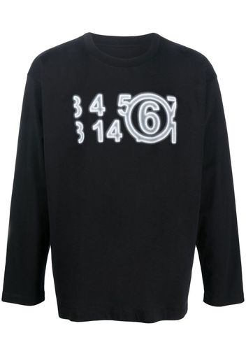 MM6 Maison Margiela numbers-print long-sleeved T-shirt - Schwarz