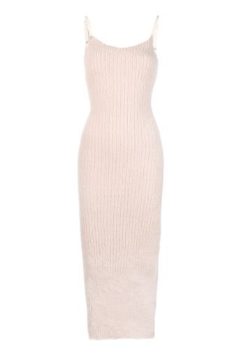MM6 Maison Margiela faux-fur ribbed-knit fitted dress - Nude