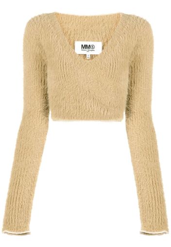 MM6 Maison Margiela textured knit crop top - Nude