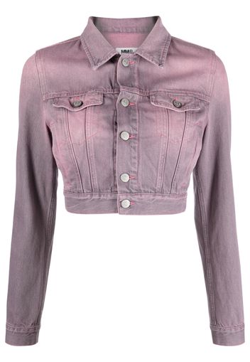 MM6 Maison Margiela distressed cropped denim jacket - Rosa