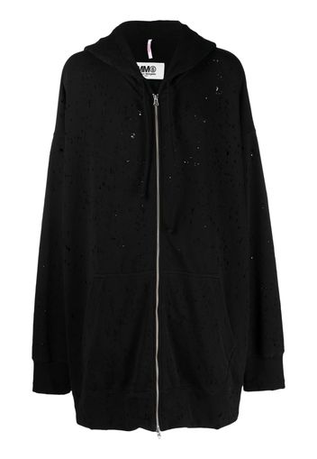 MM6 Maison Margiela oversize perforated hooded jacket - Schwarz