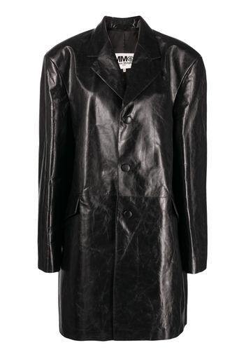 MM6 Maison Margiela single-breasted leather coat - Schwarz