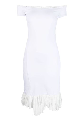 MM6 Maison Margiela asymmetric off-shoulder dress - Weiß