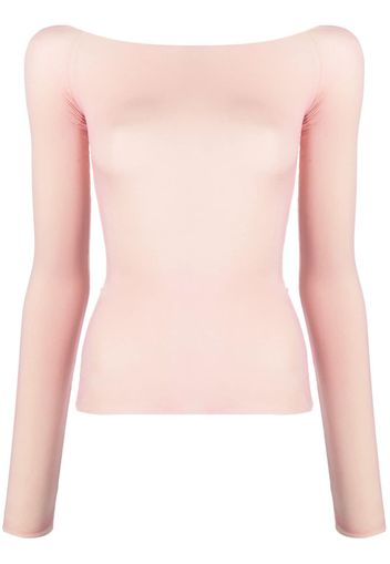 MM6 Maison Margiela boat-neck long-sleeve T-shirt - Rosa