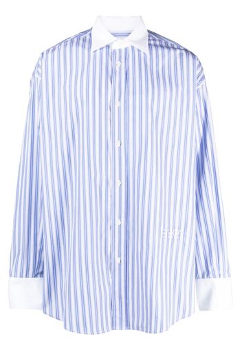 MM6 Maison Margiela embroidered-logo striped cotton shirt - Blau