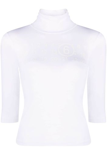 MM6 Maison Margiela high-neck logo-print top - Weiß