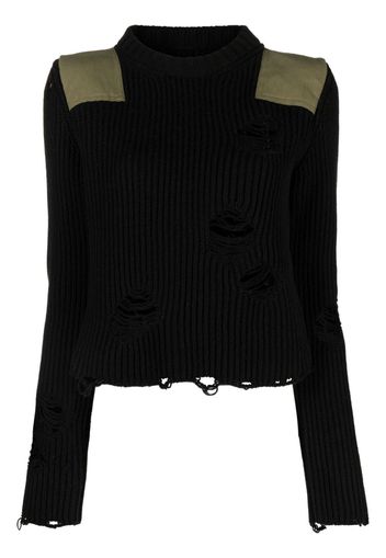 MM6 Maison Margiela distressed ribbed jumper - Schwarz