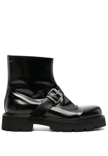 MM6 Maison Margiela buckled leather ankle boots - Schwarz