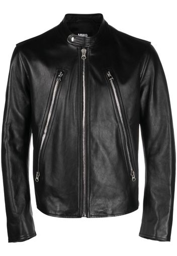 MM6 Maison Margiela leather biker jacket - Schwarz