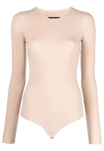 MM6 Maison Margiela motif-print long-sleeved bodysuit - Nude