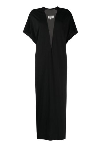 MM6 Maison Margiela V-neck sheer-panelling cotton dress - Schwarz