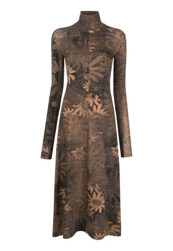 MM6 Maison Margiela floral-print midi dress - Braun