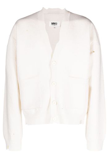 MM6 Maison Margiela distressed-finish virgin wool cardigan - Weiß