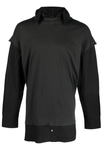 MM6 Maison Margiela long-sleeve layered hooded T-shirt - Schwarz