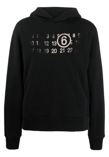 MM6 Maison Margiela Numbers logo-print cotton blend hoodie - Schwarz