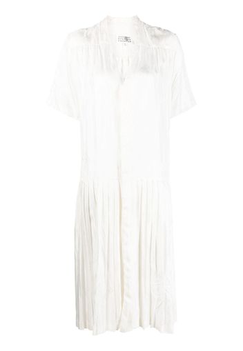 MM6 Maison Margiela V-neck pleated midi dress - Weiß