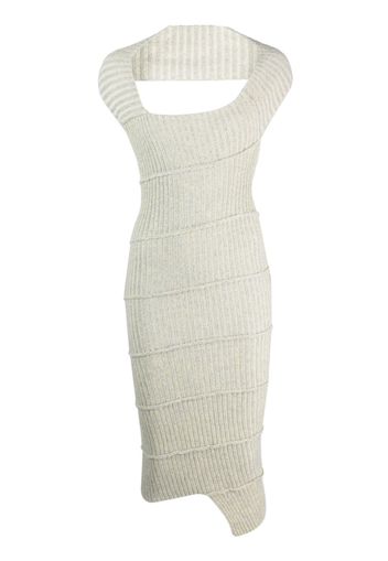 MM6 Maison Margiela ribbed-knit asymmetric dress - Grün