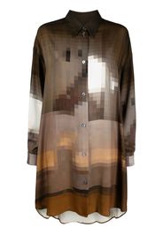 MM6 Maison Margiela graphic-print shirt dress - Grün