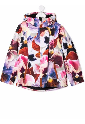 Molo Kids Gefütterte Kapuzenjacke mit Blumen-Print - Rosa