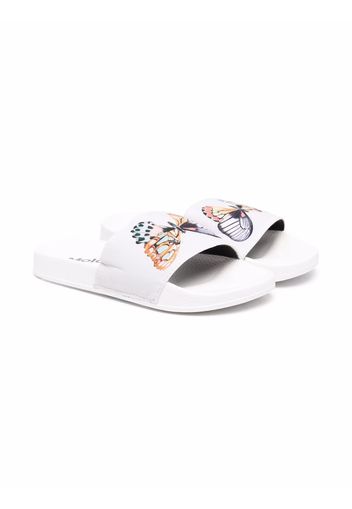 Molo butterfly-print pool slides - Weiß