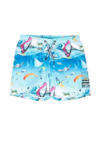 Molo Niko Badeshorts mit Print - Blau