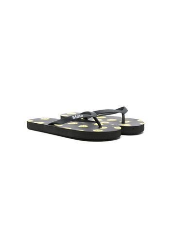 Molo Smiley-print flip-flops - Schwarz